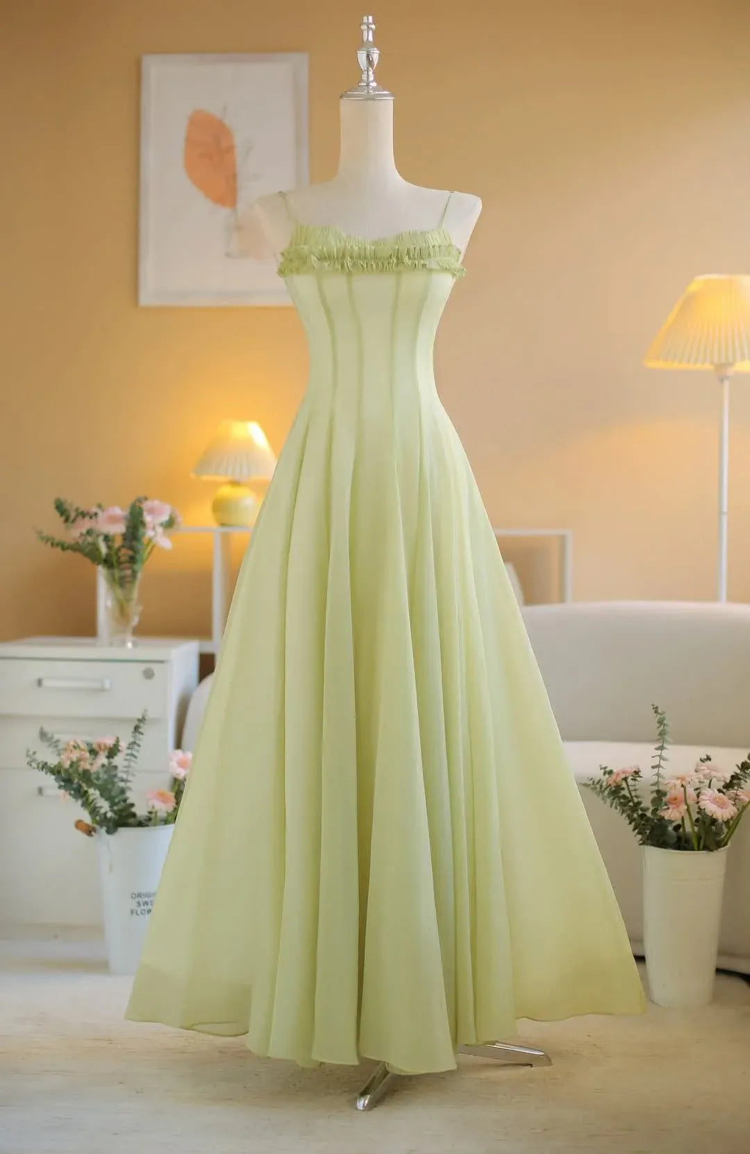 Elegant A-Line Off the Shoulder Sleeveless Chiffon Floor-Length Lace Up Prom Dress