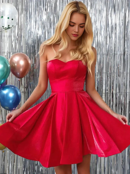 Elegant A-Line Off the Shoulder Sleeveless Crisscross Back Short-Mini Homecoming Dress for ladies for ladies