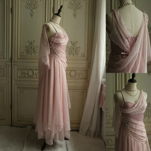 Elegant A-Line Spaghetti Straps Sleeveless Zipper Up Floor-Length Evening Dress