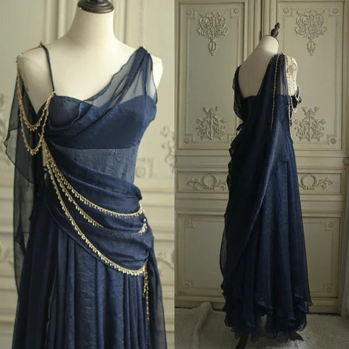 Elegant A-Line Spaghetti Straps Sleeveless Zipper Up Floor-Length Evening Dress