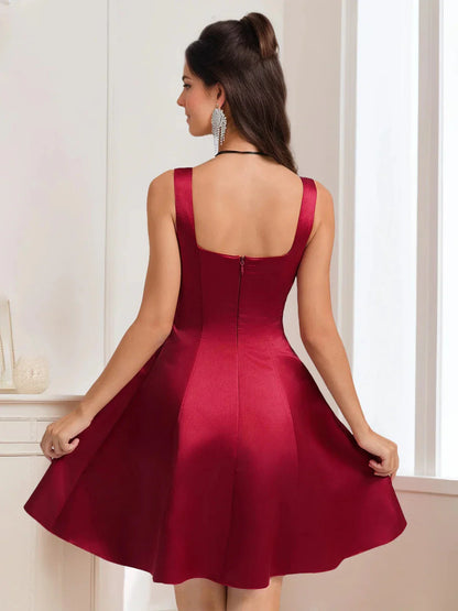 Elegant A-Line Straight Sleeveless Back Zip Short-Mini Homecoming Dress for ladies