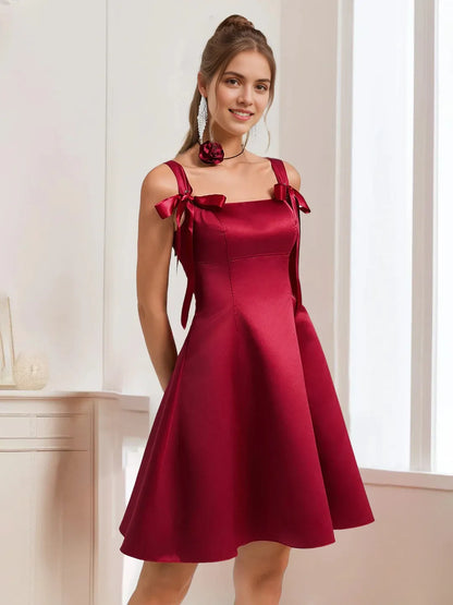 Elegant A-Line Straight Sleeveless Back Zip Short-Mini Homecoming Dress for ladies