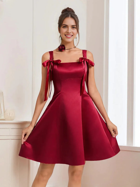 Elegant A-Line Straight Sleeveless Back Zip Short-Mini Homecoming Dress for ladies