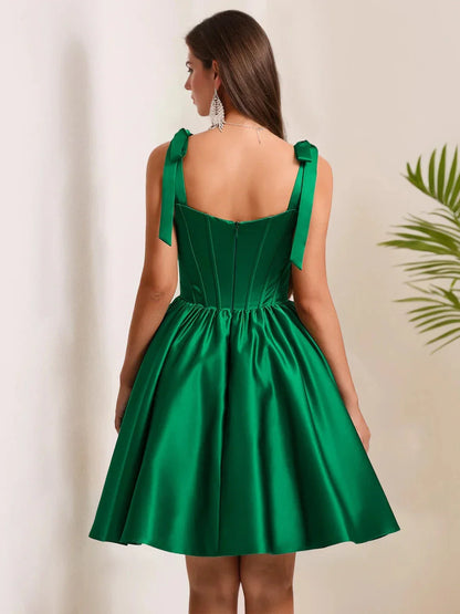 Elegant A-Line Straight Sleeveless Back Zip Short-Mini Homecoming Dress for ladies for women