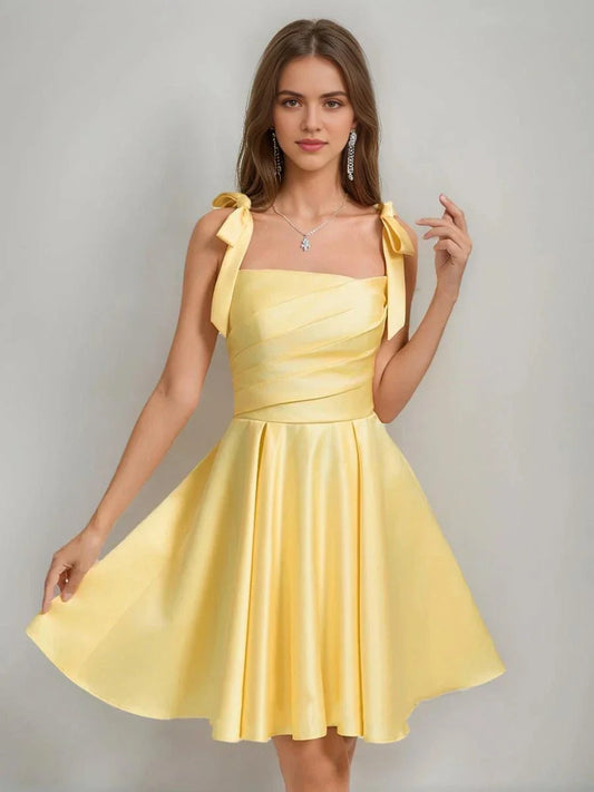 Elegant A-Line Straight Sleeveless Lace Up Knee-Length Homecoming Dress for ladies