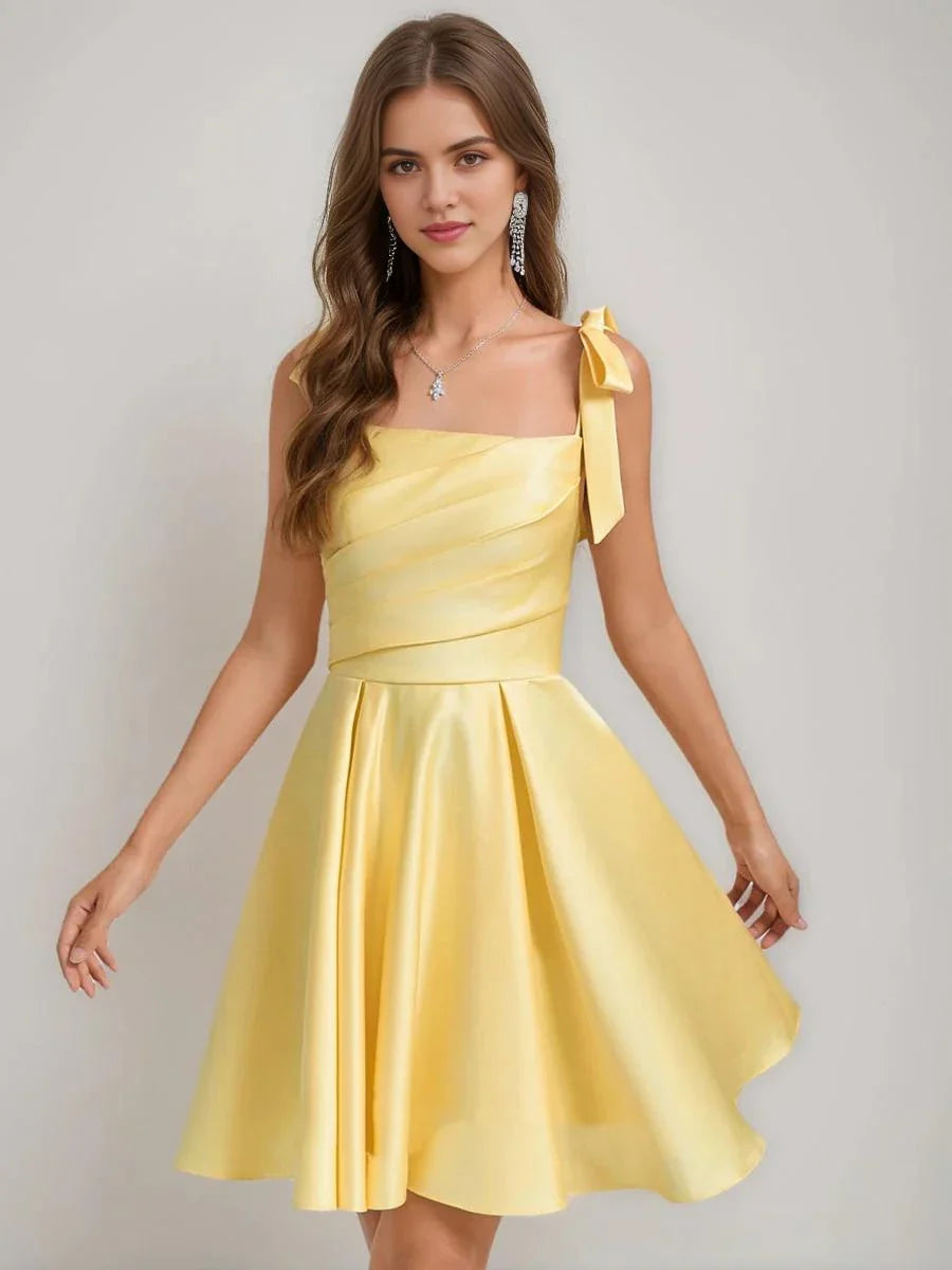 Elegant A-Line Straight Sleeveless Lace Up Knee-Length Homecoming Dress for ladies