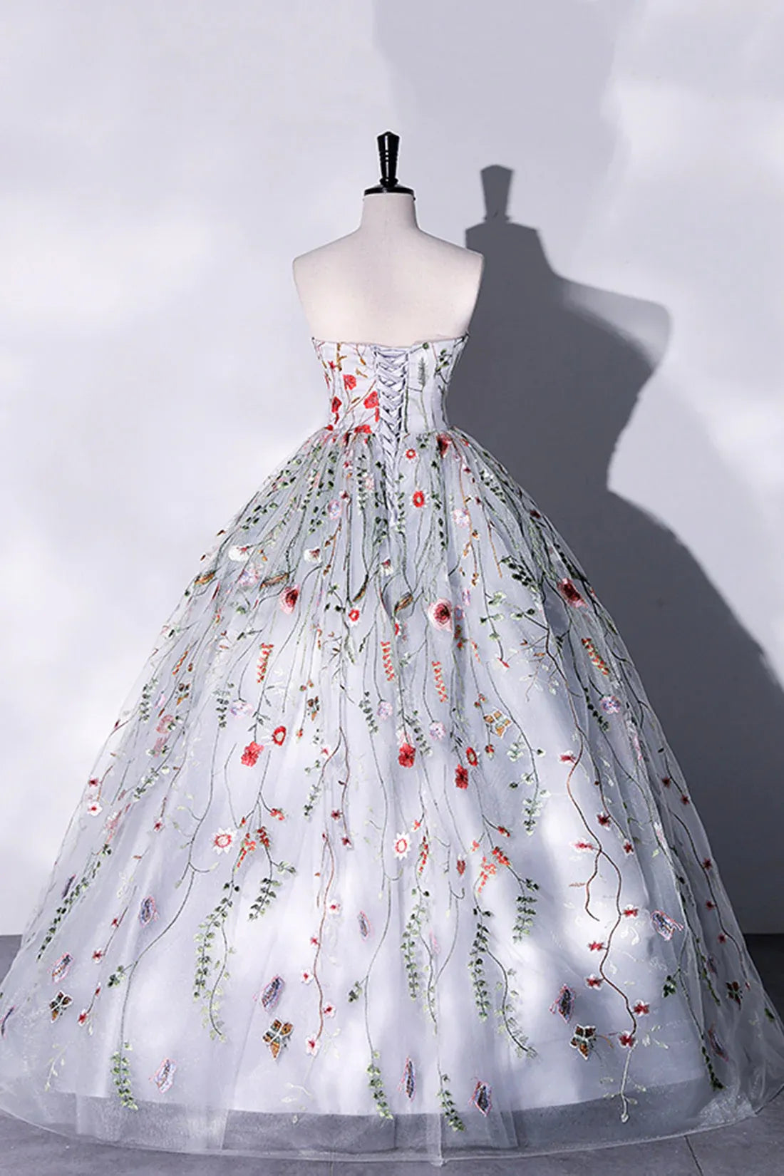 Elegant A-Line Strapless Sleeveless Lace Up Floor-Length Prom Dress