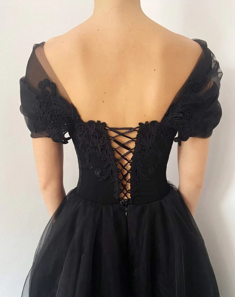 Elegant A-Line V Neck Cap Sleeve Backless Sweep/Brush Train Prom Dress