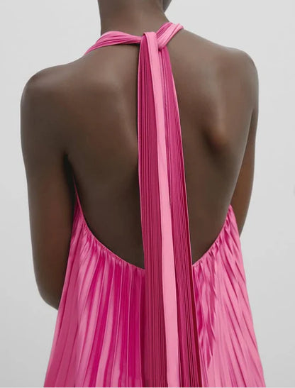 Elegant A-Line V Neck Sleeveless Backless Floor-Length Prom Dress