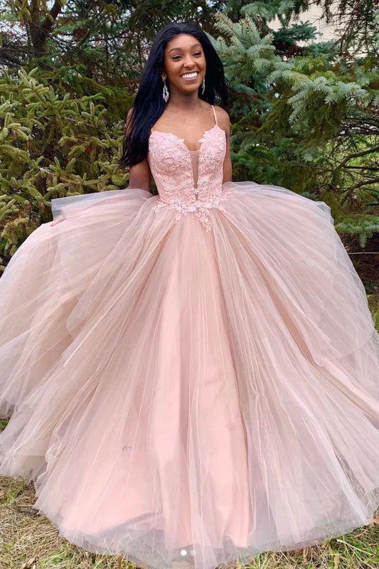 Elegant A-Line V Neck Sleeveless Backless Sweep/Brush Train Prom Dress