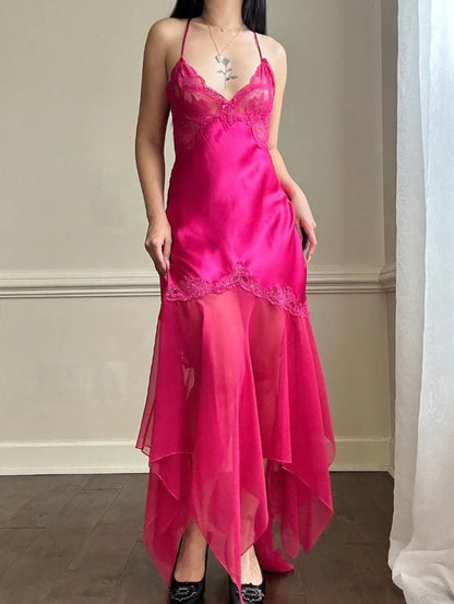 Elegant A Line Spaghetti Straps Sleeveless Lace Up Floor-Length Prom Dress