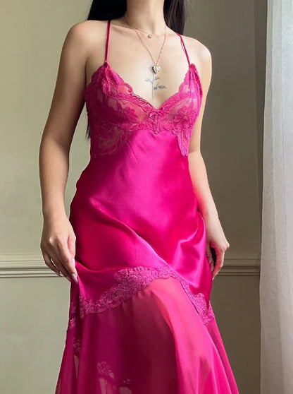 Elegant A Line Spaghetti Straps Sleeveless Lace Up Floor-Length Prom Dress