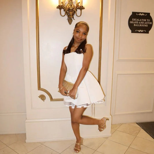 Elegant A Line Square Neck Sleeveless Lace Up Short-Mini Homecoming Dress