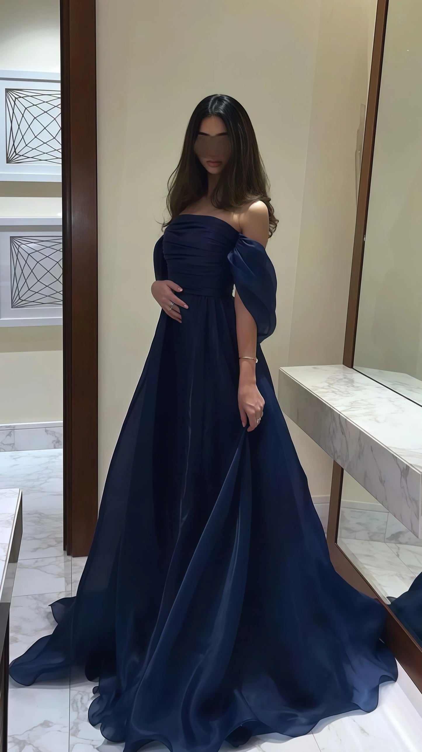 Elegant A Line Strapless Sleeveless Organza Sweep/Brush Train Prom Dress