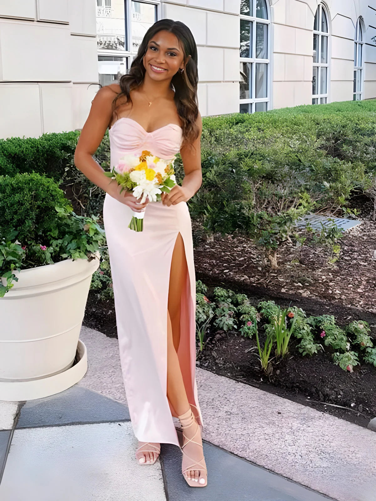 Elegant A Line Sweetheart Neck Sleeveless Lace Up Floor-Length Prom Dress