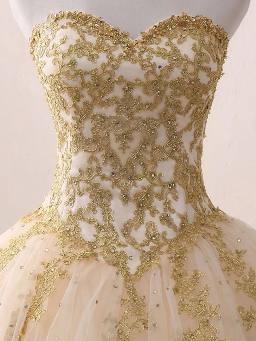 Elegant Ball Gown Sweetheart Strapless Lace Up Floor Length Prom Dress