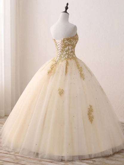 Elegant Ball Gown Sweetheart Strapless Lace Up Floor Length Prom Dress