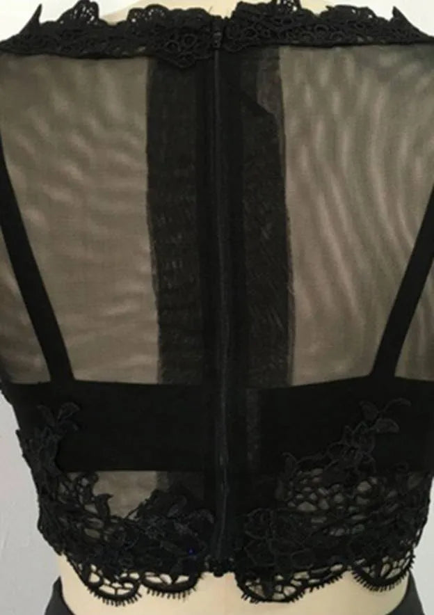 Elegant Lace-Satin Two-Piece Long Evening Dress Black High-Neck Long-Sleeve Party Gown for Women