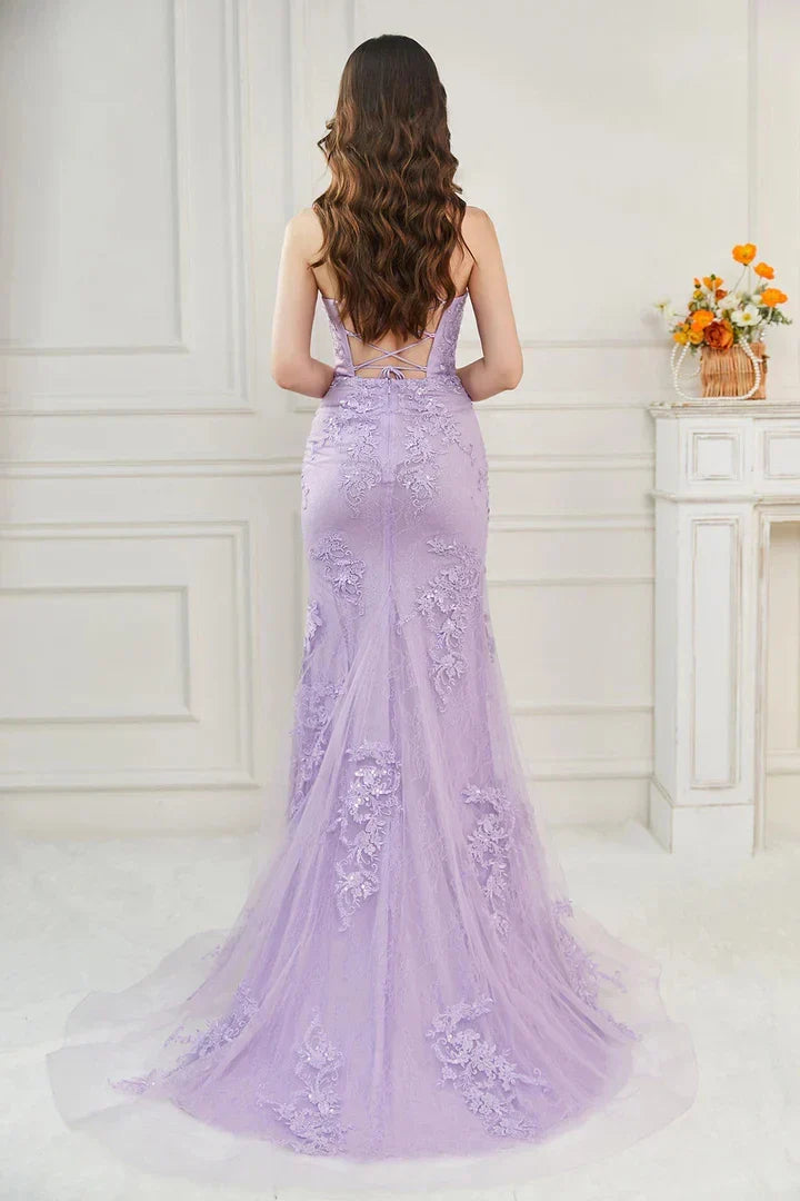 Elegant Mermaid Boat Neck Sleeveless Lace Up Floor-Length Mother of the Bride Dress for women