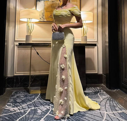 Elegant Mermaid Off the Shoulder Long Sleeve Lace Up Floor-Length Prom Dress
