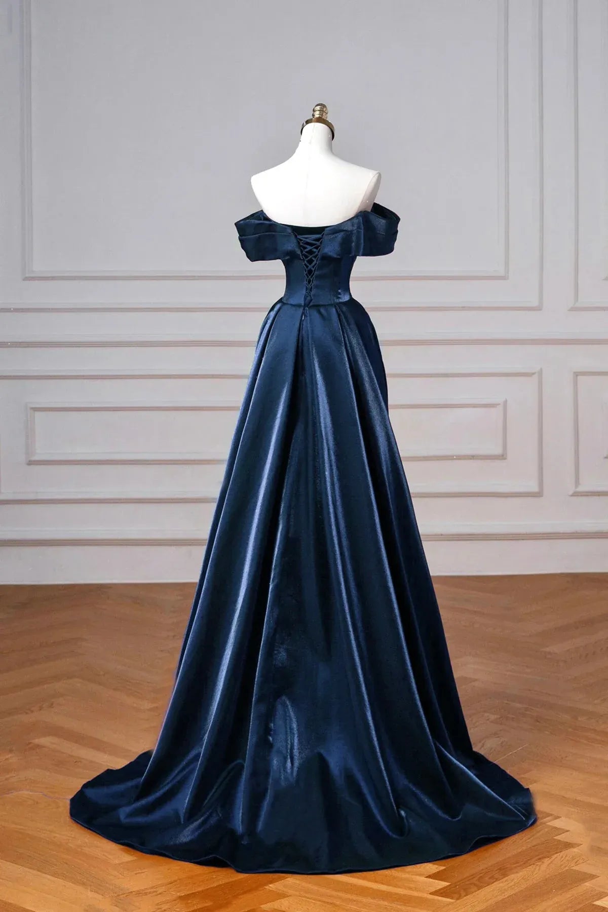 Elegant Mermaid Off the Shoulder Sleeveless Satin Sweep/Brush Train Prom Dress