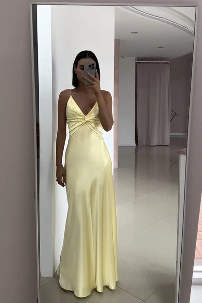 Elegant Mermaid Spaghetti Straps Sleeveless Satin Floor-Length Backless Prom Dress