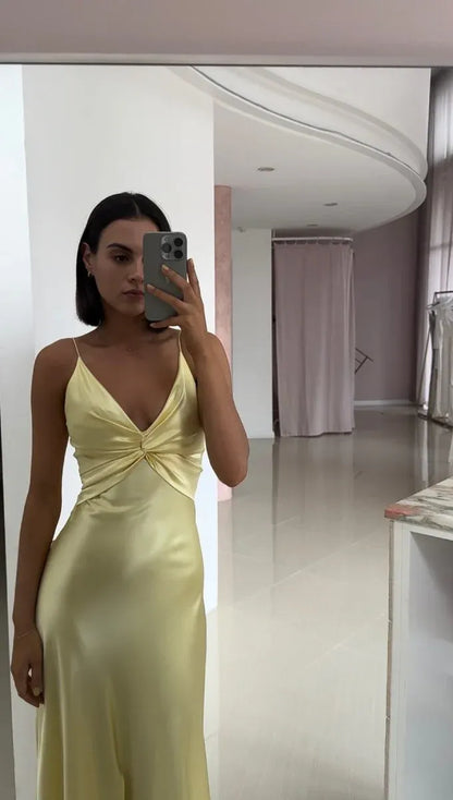 Elegant Mermaid Spaghetti Straps Sleeveless Satin Floor-Length Backless Prom Dress