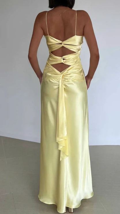 Elegant Mermaid Spaghetti Straps Sleeveless Satin Floor-Length Backless Prom Dress
