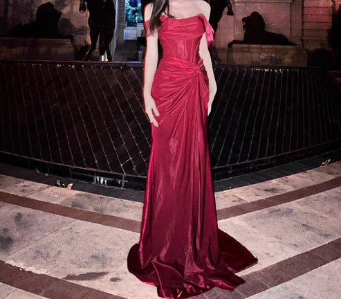 Elegant Mermaid Strapless Sleeveless Lace Up Floor-Length Evening Dress