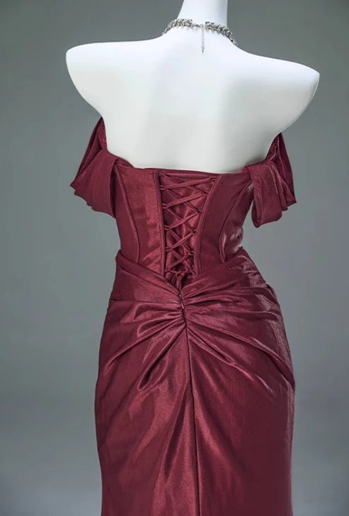 Elegant Mermaid Strapless Sleeveless Lace Up Floor-Length Evening Dress