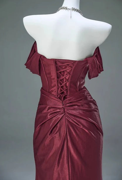 Elegant Mermaid Strapless Sleeveless Lace Up Floor-Length Evening Dress