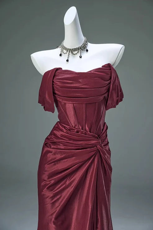 Elegant Mermaid Strapless Sleeveless Lace Up Floor-Length Evening Dress