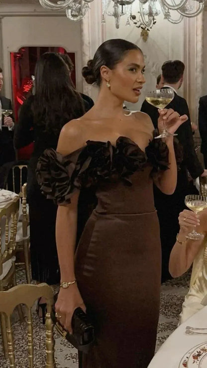 Elegant Mermaid/Trumpet Off the Shoulder Sleeveless Satin Floor-Length Prom Dress