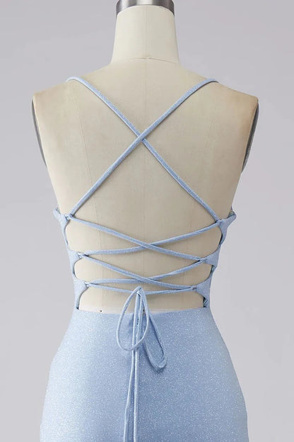 Elegant Mermaid/Trumpet Spaghetti Straps Sleeveless Sequins Sweep/Brush Train Prom Dress