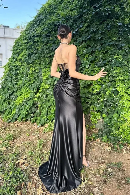 Elegant Mermaid/Trumpet Strapless Sleeveless Zipper Up Sweep/Brush Train Prom Dress