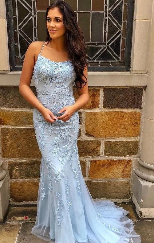 Elegant Mermaid V-Neck Sleeveless Backless Sweep/Brush Train Prom Dress