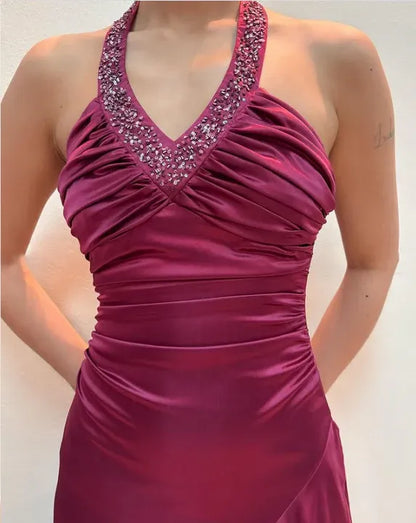Elegant Mermaid V Neck Backless Floor-Length Prom Dress
