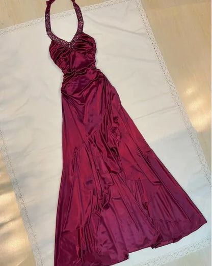 Elegant Mermaid V Neck Backless Floor-Length Prom Dress