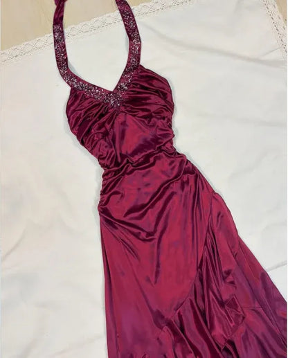 Elegant Mermaid V Neck Backless Floor-Length Prom Dress