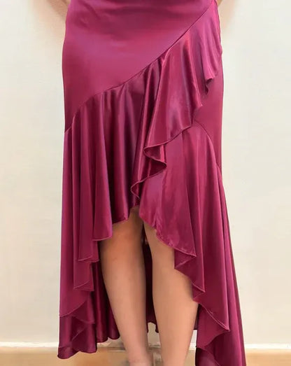 Elegant Mermaid V Neck Backless Floor-Length Prom Dress