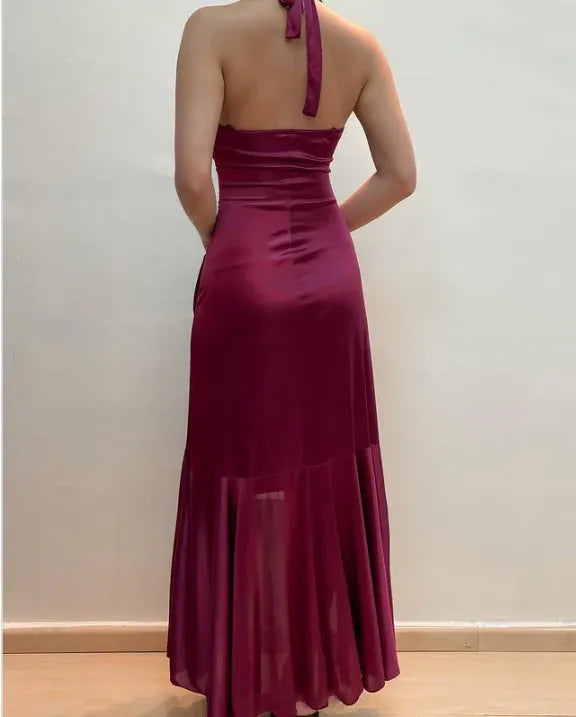 Elegant Mermaid V Neck Backless Floor-Length Prom Dress