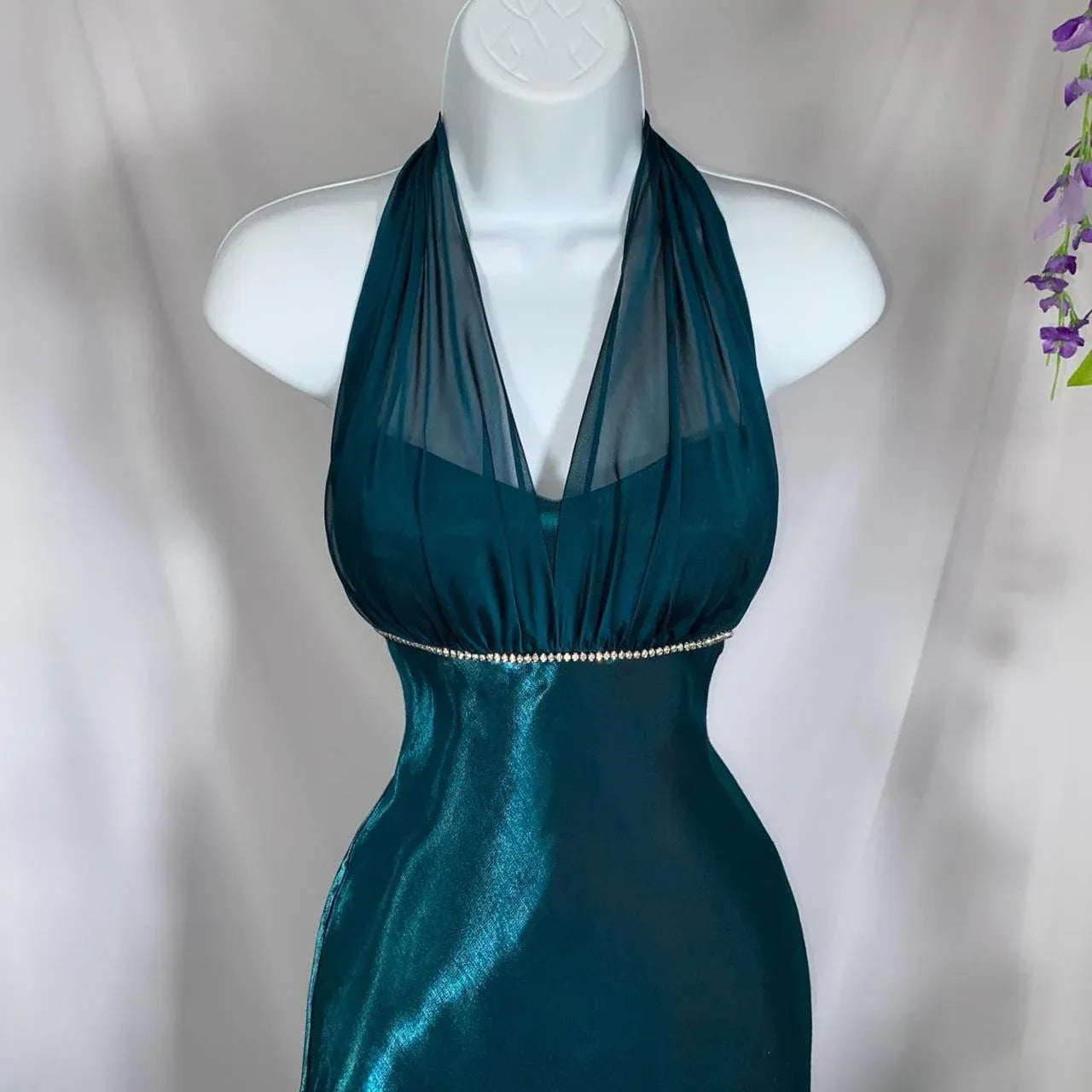 Elegant Mermaid V Neck Backless Sweep/Brush Train Prom Dress