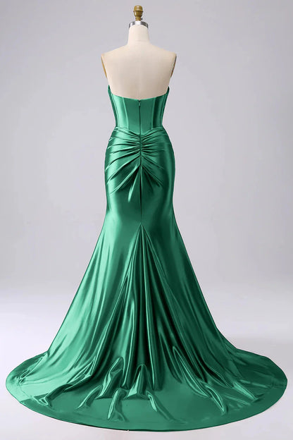 Elegant Mermaid V Neck Sleeveless Back Zip Floor-Length prom dress