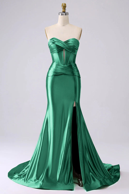 Elegant Mermaid V Neck Sleeveless Back Zip Floor-Length prom dress