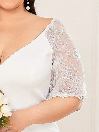 Elegant Plus Size V Neck Fishtail Evening Dress for Women Mother Of The Bride Dresses