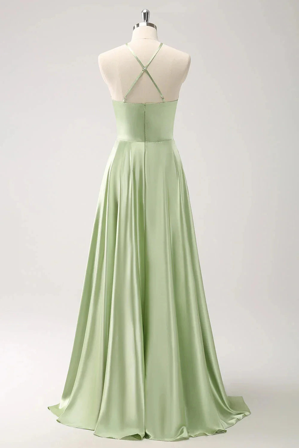 Elegant SheathColumn Halter Sleeveless Back Zip Floor-Length Bridesmaid Dress for women