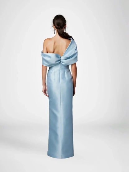Elegant SheathColumn One Shoulder Sleeveless Backless Floor-Length Side Slit Mother of the Bride Dress for ladies