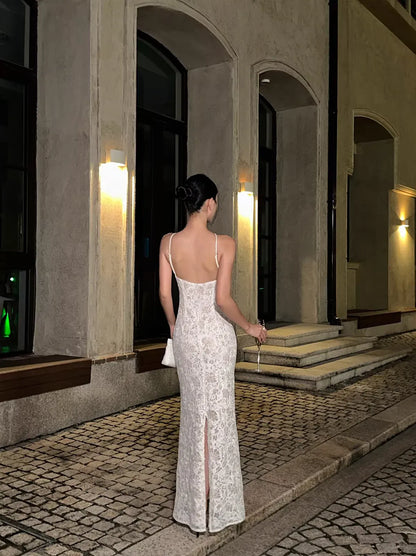 Elegant Sheath Halter Lace Ivory Evening Dress For Ladies Hot Sale
