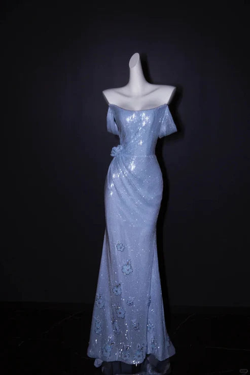 Elegant Sheath Off-the-shoulder Sleeveless Lace Up Floor-Length Evening Dress