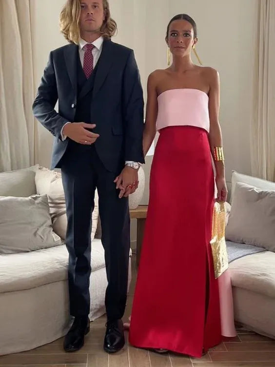 Elegant Sheath Off Shoulder Sleeveless Satin Slit Floor-Length Evening Dress